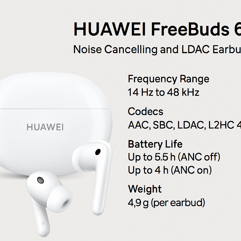 Huawei FreeBuds 6, kablosuz kulaklık, LDAC destekli kulaklık, ANC kulaklık, Bluetooth 5.2 kulaklık, Huawei kulaklık incelemesi, FreeBuds 6 özellikleri